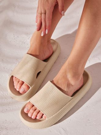 Heine Pantolette HEINE, Damen, Gr. 36, sand, gemustert, Synthetik, Schuhe Pantolette