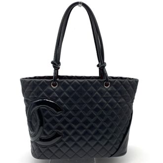 Chanel Black Pink Patent Leather Leather Shoulder Bag Tote Bag (Pre-Owned)