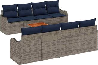 vidaXL Conjunto De Sof&aacute;s De Jard&iacute;n 9 Uds. Gris Rat&aacute;n Sint&eacute;tico Vidaxl
