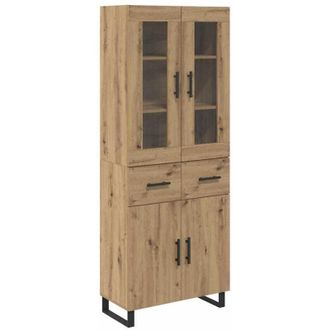 vidaXL Highboard 2 pcs Artisan Oak Engineered Wood and Glass vidaXL