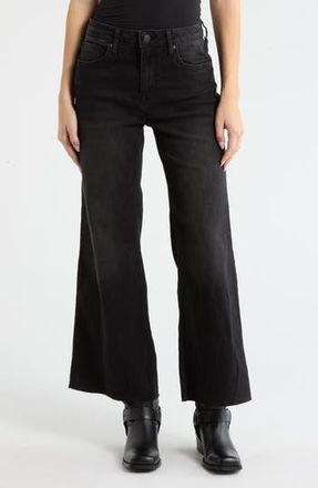 Vigoss Raw Hem Barrel Leg Jeans in Washed Black at Nordstrom Rack, Size 25