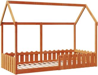 vidaXL Vidaxl - Cama con forma de casa de niños madera maciza marrón 90x190 cm
