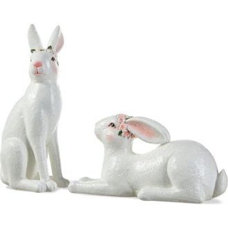 Glitzhome Set of 2 Easter Resin Bunny Table Decor in White at Nordstrom, Size Medium