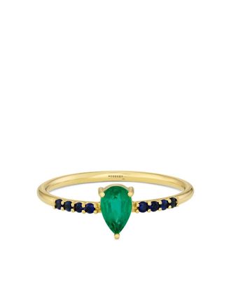 ROSEKEY 18kt geelgouden Solitaire ring met smaragd en saffier - Groen