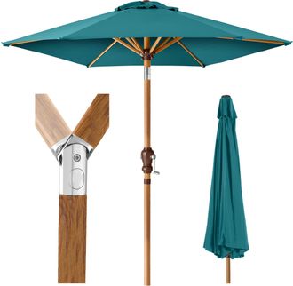 Best Choice Products 10ft Outdoor Woodgrain Pattern Steel Market Patio Umbrella w/ Crank, Tilt