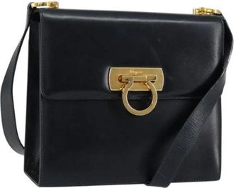 Ferragamo Pre-owned Shoulder Bags, female, Blue, Size: ONE SIZE Pre-owned Leather Shoulder Bag