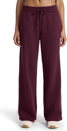 Reebok Womens Tonal Wide Leg Sweatpant, Standard Fit, 30 Inseam, Midweight Cotton-Poly Fabric, Black Cherry, M