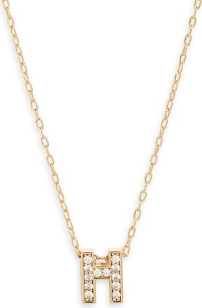 Nordstrom Pav&eacute; Cubic Zirconia Initial Necklace in H- Clear- Gold at Nordstrom