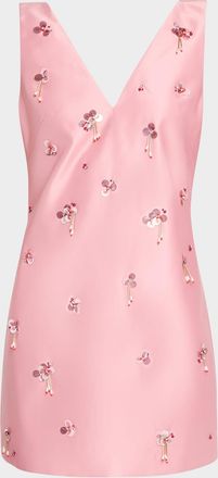 Tanya Taylor Halston Embellished Satin Mini Dress