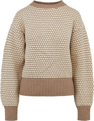 Bomboogie Soft Touch Jacquard Sweater - Dames - Truien - Beige - Maat: XL Nylon