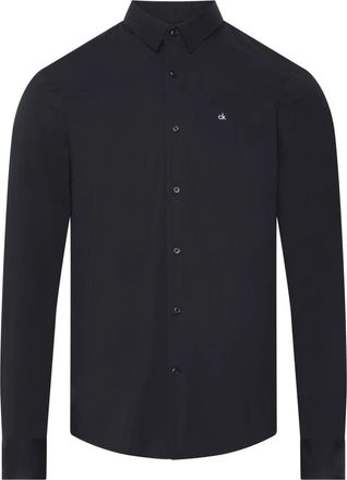 Calvin Klein Zwarte Moderne Overhemd - Heren - Casual Overhemden - Zwart - 2XL - Katoen - Overhemden