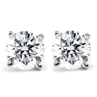 Pompeii3 Certified 1.00Ct Natural Round Screw Back Diamond Studs 14k Gold