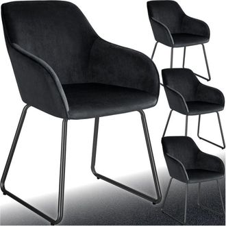 TecTake Sedia da pranzo Jeane, effetto velluto, struttura a slitta - sedia, sedia da pranzo, sedia da soggiorno - Set di 4