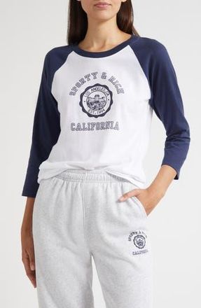 Sporty & Rich California Emblem Graphic Baseball T-Shirt in White/Dark Navy at Nordstrom Rack, Size X-Small