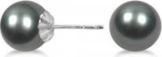 Allurez Cultured Black Tahitian Pearl Stud Earrings 14K White Gold 8-9mm
