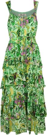 Diane Von F&uuml;rstenberg Diane Von Furstenberg Modena Printed Chiffon Midi Dress - Mint - L (UK14 / L)