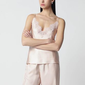 R&oacute;he Light pink silk tank top with lace
