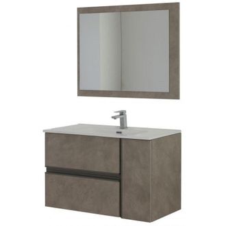 Feridras Mobile bagno sospeso oxid con specchio, 90x46x57 cm