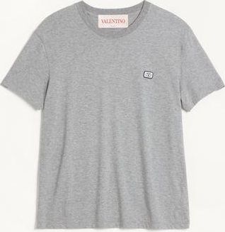 Valentino Cotton T-Shirt With Vlogo Patch Man GRAY MELANGE 3XL