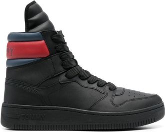 Tommy Jeans high-top lace-up sneakers - men - Fabric/Polyurethane/Polyurethane/Rubber/Calf Leather - 45 - Black