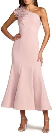 Mac Duggal Womens One Shoulder Crepe Trumpet Midi Dress in Rose at Nordstrom, Size 12