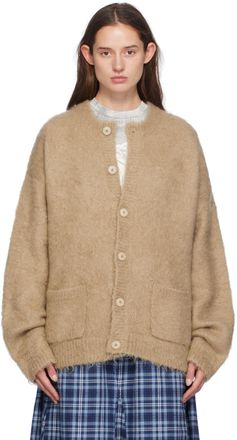 Acne Studios Beige Crewneck Cardigan