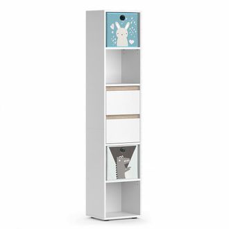 Vicco Estanter&iacute;a Infantil Robert, Blanco, 36.2 X 171 Cm Con Cajas Plegables De Color