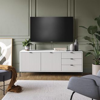 Vicco Mueble Bajo Para Tv Eliza, Blanco, 150.1 X 60 Cm Con 3 Cajones, 2 Puertas