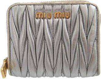 Miu Miu Pre-owned Wallets, female, Gray, Size: ONE SIZE Pre-owned Leather Wallet
