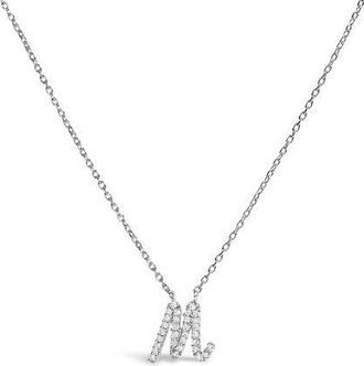 House of Brilliance 10K Gold Diamond Accent A-Z Initial Script Style Pendant Necklace in White | M at Nordstrom