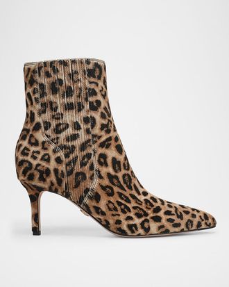 Veronica Beard 70mm Leopard-Print Pony Hair Ankle Booties