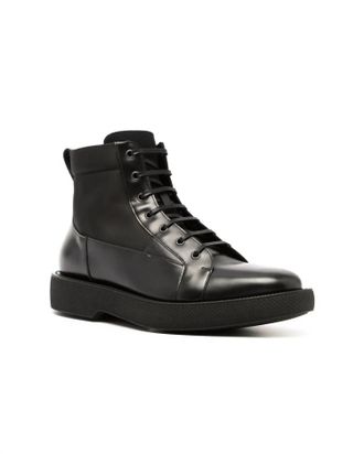 Ferragamo Mens Paul Lace-Up Biker Boots In Black