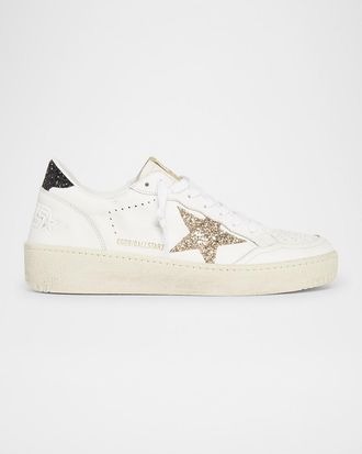 Golden Goose Ball Star Leather Glitter Low-Top Sneakers