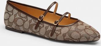 Coach Double Buckle Mary Jane In Signature Jacquard