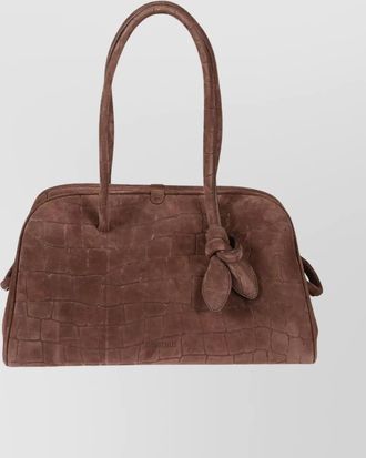 Jacquemus crocodile embossed handbag double handles