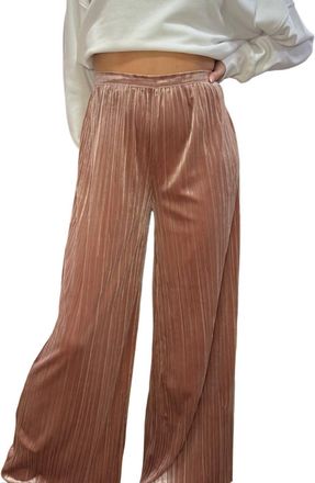 Wishlist Velvet Pleated Wide Leg Pants In Champagne