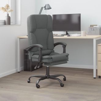 vidaXL Vidaxl - Silla De Oficina Reclinable Con Masaje De Tela Gris Oscuro