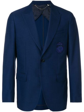 Billionaire Boys Club logo embroidered blazer - men - Viscose/Polyamide/Spandex/Elastane/Wool/Cotton - 48 - Blue