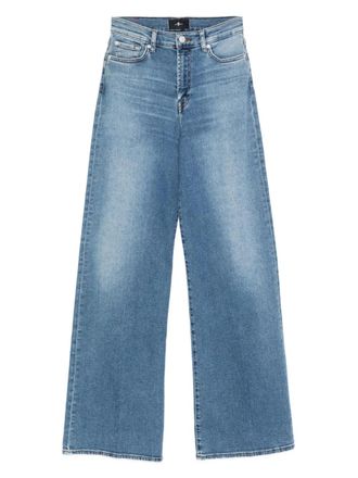7 For All Mankind buttoned wide-leg jeans - Blue