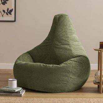 Icon Brand Puf grande xl con respaldo alto de pana verde salvia