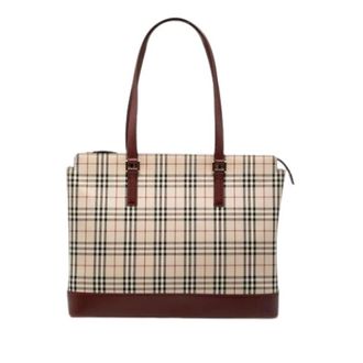 Burberry Pre-owned House Check Canvas Tote - Dames - Vintage Shopper - Beige - ONE Size - Leer - Vintage
