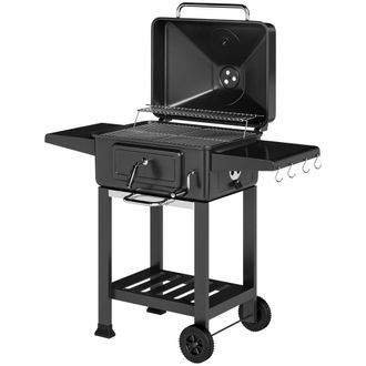 OUTSUNNY Barbacoa de carb&oacute;n 112x63x101.5 cm negro