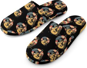 Generic Western Country Music Mens Cotton Slippers Memory Foam Comfort House Shoes Winter Indoor Slipper for Hotel Casa Spa