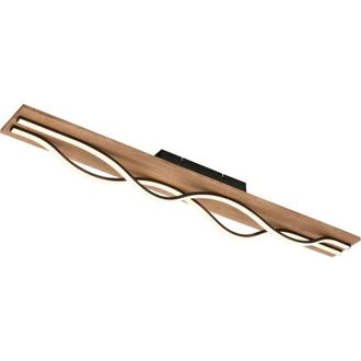 Briloner Plafoniera Led Ondulata 98 Cm Negro Y Madera Natural 29w 3200lm
