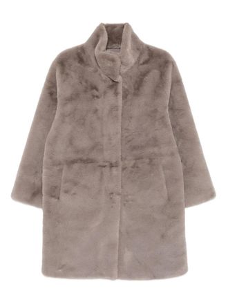 Apparis high-neck button coat - women - Recycled Polyester/Polyester/Polyester/Recycled Polyester - L - Grey