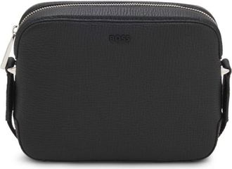 BOSS Grained-leather crossbody bag with logo