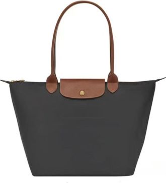 Generic Multipurpose Tote Bag: Foldable Soft Nylon, 3 Sizes, Stylish Water-Resistant Designer Handbag for Work, Travel, Gym (Classic Gun Ash,Medium)