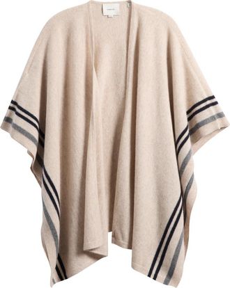 Vince Border Stripe Cashmere Cape in Heather Marble at Nordstrom