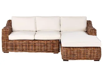 Beliani Beliani - Divano Da Giardino Boho A 3 Posti In Vero Vimini Di Rattan Con Cuscini, Naturale Briatico