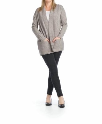 Papillon Heathered Soft Ribbed Cardigan With Pockets In Grey